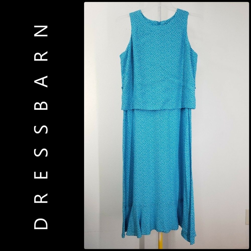 Dressbarn Women's Sleeveless Polka Dots Long Dress - Picture 7 of 10